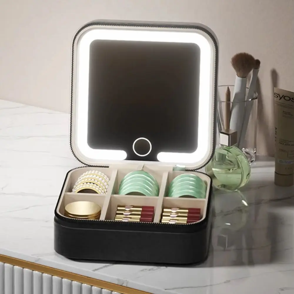 

Detachable Jewelry Box with Mirror Large-capacity 3-Color Light Travel Jewelry Organizer Portable Stepless dimming