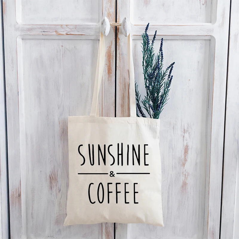 Sunshine Coffee Canvas Bag Cartoon Vacation Travel Shopping Bags Eco Friendly Products Bag Sunshine Canvas Tote