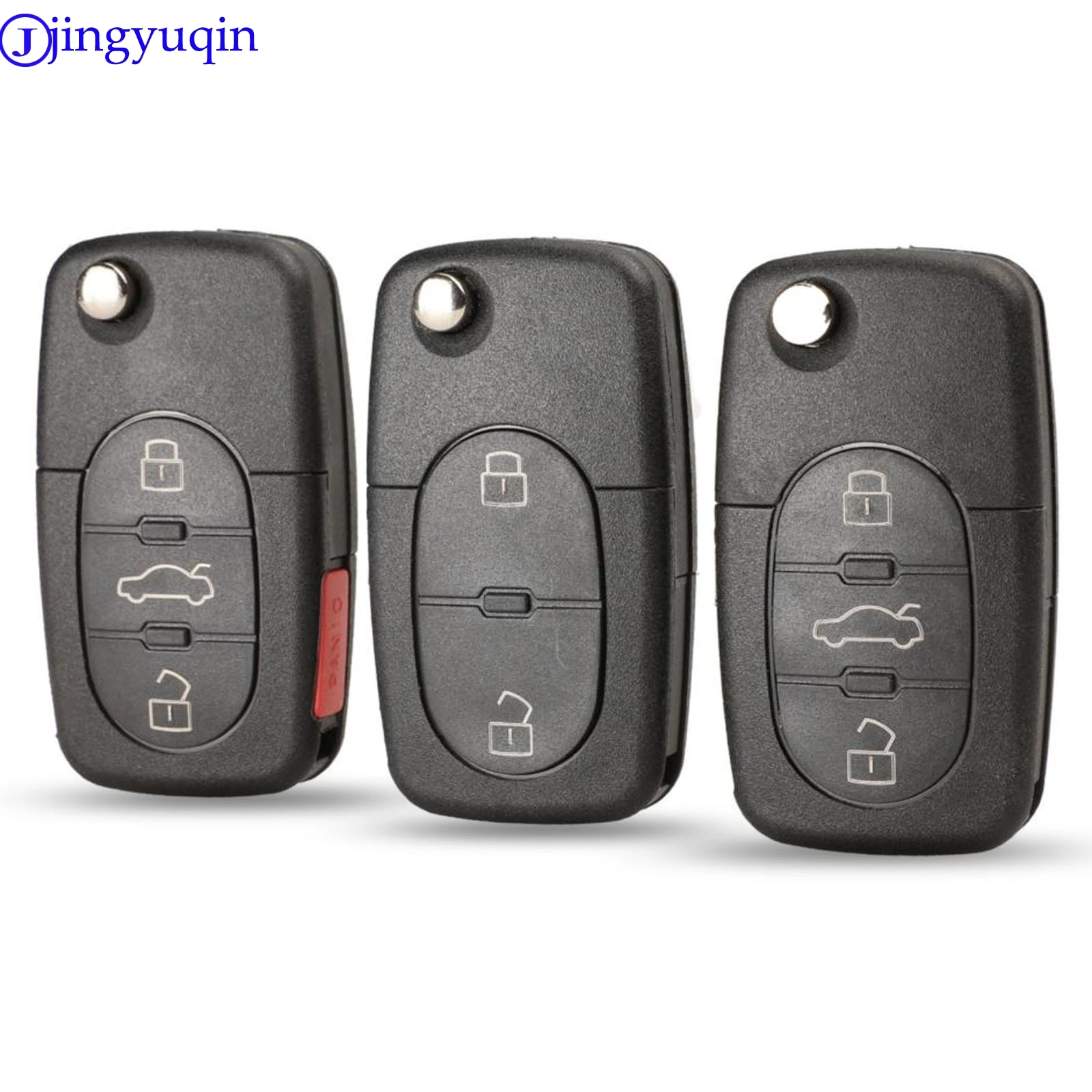 Jingyuqin flip remoto chave do carro escudo estilo para audi a2 a3 a4 a6 a8 tt sem cortes fob caso capa 2/3/4 botões cr2032