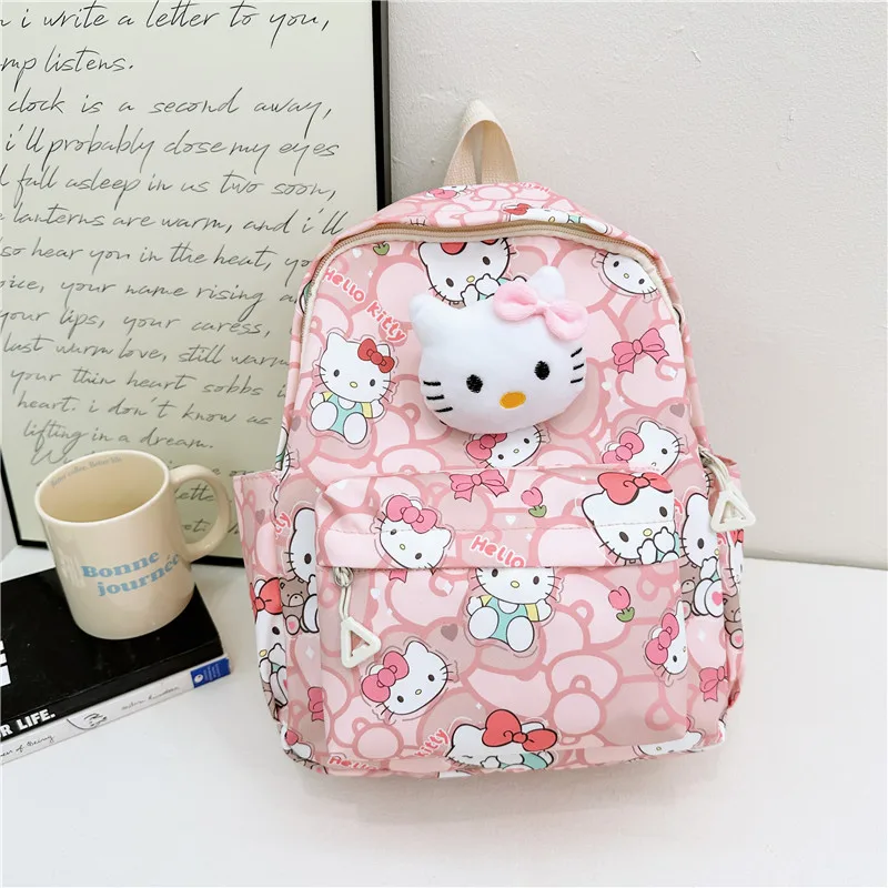 Sanrio Anime New Backpack Hello Kitty Cartoon Boys and Girls Burden Reduction Spine Protector Kindergarten Waterproof Backpack