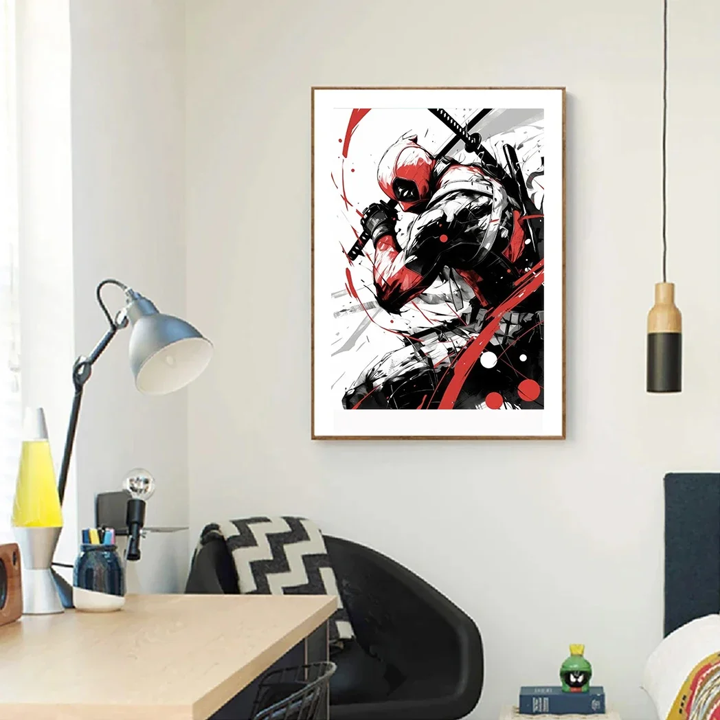 

MINISO Disney Superhero Deadpool Wall Art Poster Painting Canvas Painting Living Room Bedroom Home Wall Decoration Gifts for Kid