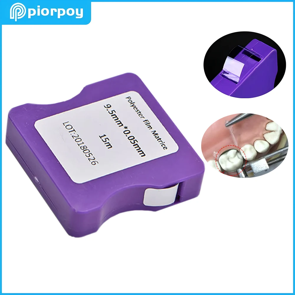 PIORPOY Dental Restoration Bands Light Cured Resin Dentistry Striproll Polyester Film Matrice Clear Resin Molding 0.05*9.5Mm*15M