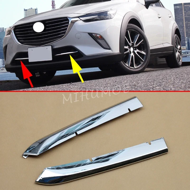 (Set Of 2) Chrome Grill Cover Trim For Mazda CX-3 CX3 DK 2016-2021 2022 2023 2024 Front Bumper Air-inlet Grille