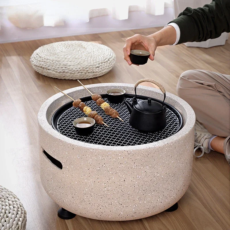 Portable Magnesium Oxide Fire Pit Table Outdoor Fire Bowl BBQ Grill Multifunction Patio Heater Camping Smokeless MGO Fire Pit