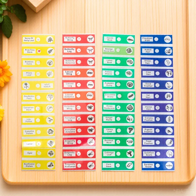 48 قطعة مجموعة عينات متنوعة شرائح مجهرية مُجهزة لاستكشاف العلوم عينة منزلق بيولوجي مجهر