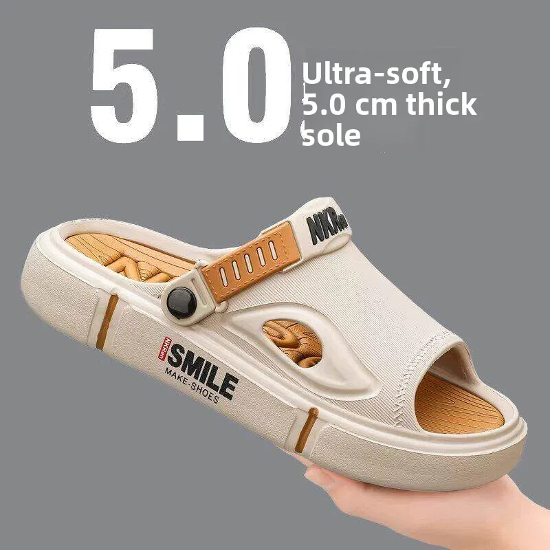 

Men's Slippers 2026 New Summer High Aesthetic Coconut Men's Slippers Casual Style PVC Bottom Wear-Resistant Lightweight