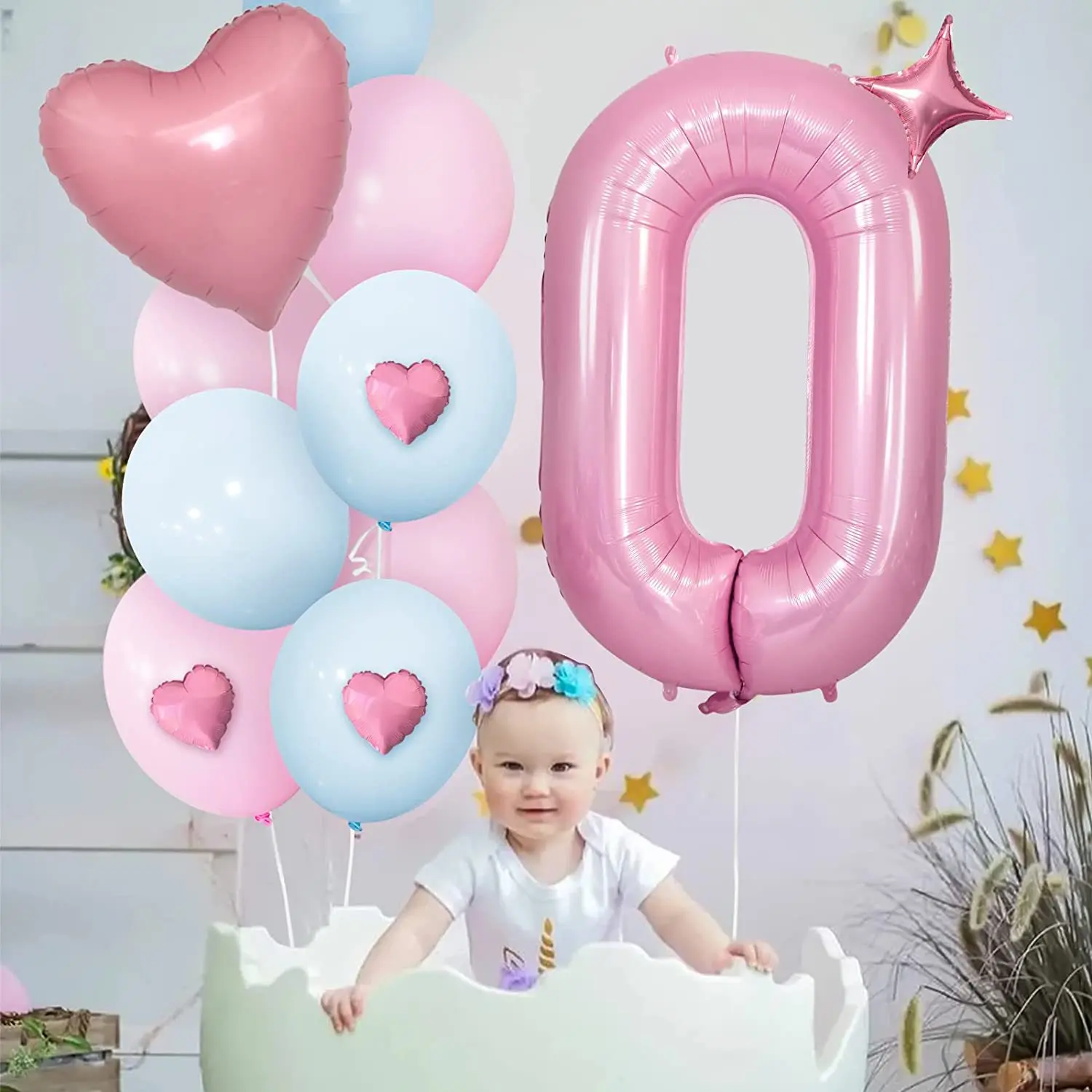 22pcs 40inch Pink Number Foil Balloons Birthday Party Decor Kids Girl 1 2 3 4 5 6 7 8 9 Year Old Globos Baby Shower Supplies