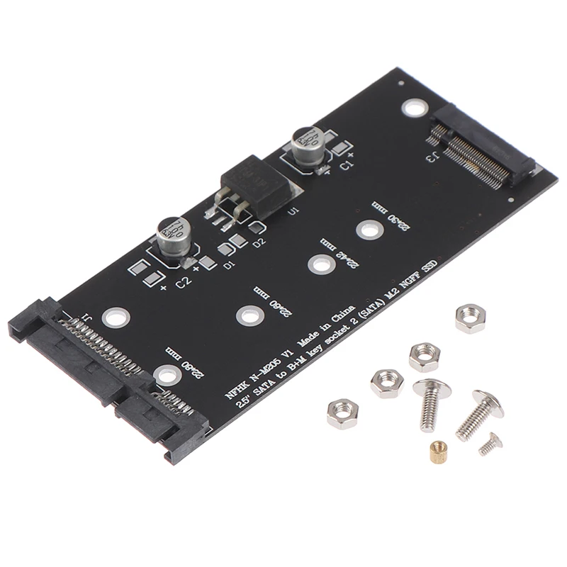 Carte adaptateur de convertisseur M.2 NGFF SSD vers SATA avec vis B + M Ke 2.5 pouces 15 broches Sata3, 1 pièce