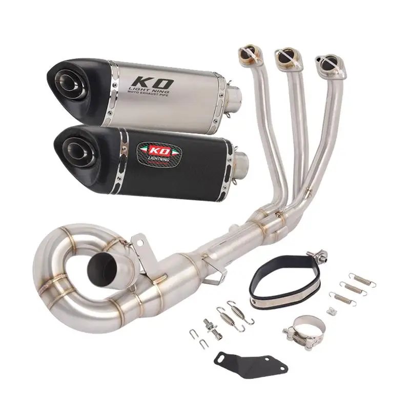

For CFMOTO 675SR 675 SR 2024 2025 Motorcycle Slip On Whole Exhaust System Header Link Pipe Carbon Fiber Muffler DB Killer Escape