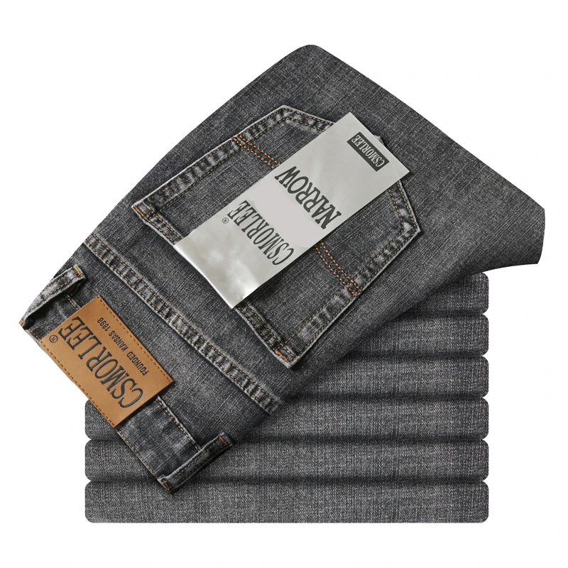 

2025 мужские облегающие прямые джинсы, модные длинные брюки, повседневные удобные джинсовые брюки