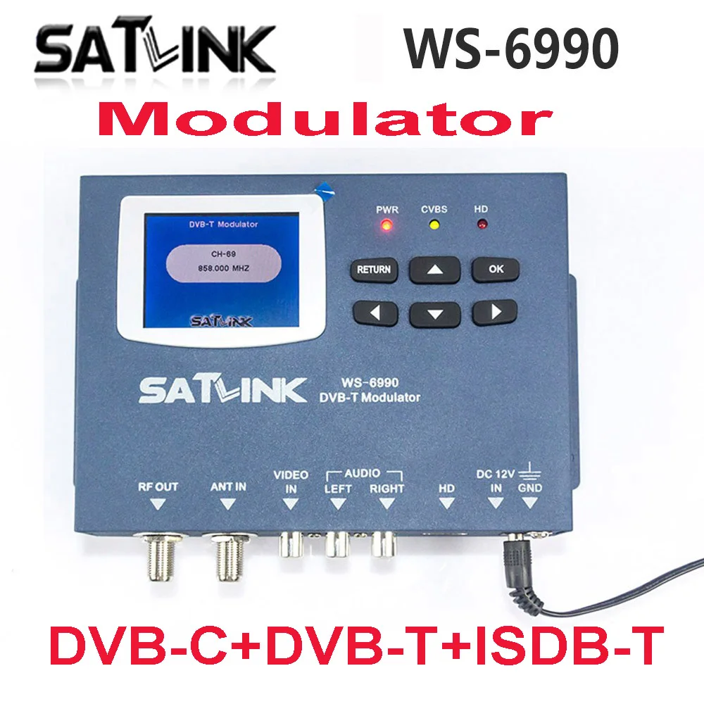 Satlink WS-6990 HD, AV input single-channel DVB-T DVB-C ISDB-T Modulator Compact Modulator