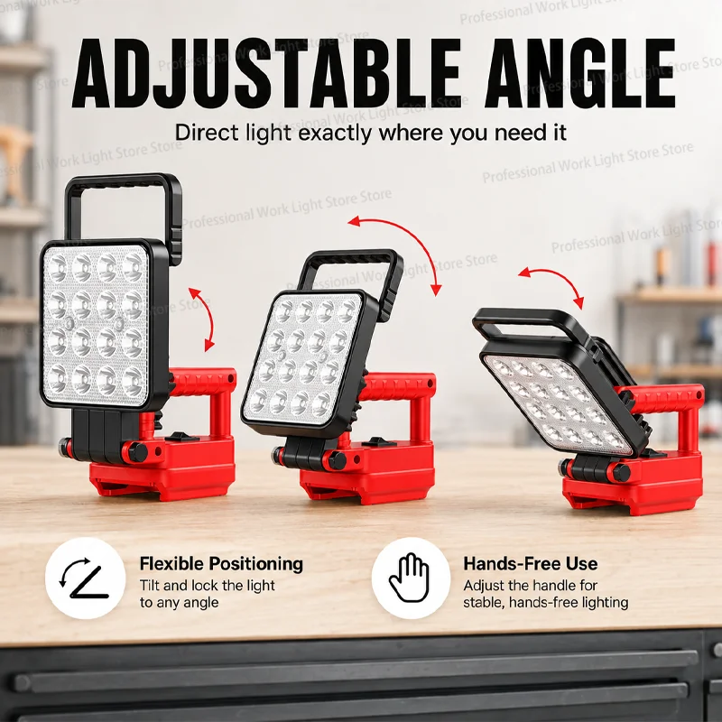 LED Light For Milwaukee Battery 4In Portable Spotlight Cordless Outdoor Work Fishing  Flashlight Handheld Emergency Tool Light