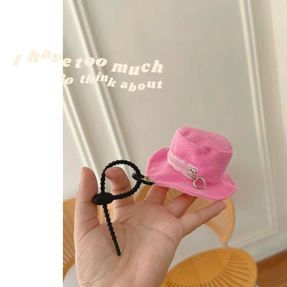 Topi ember Mini dompet koin desain lucu Earphone kunci koin tas penyimpanan dompet kecil liontin tren