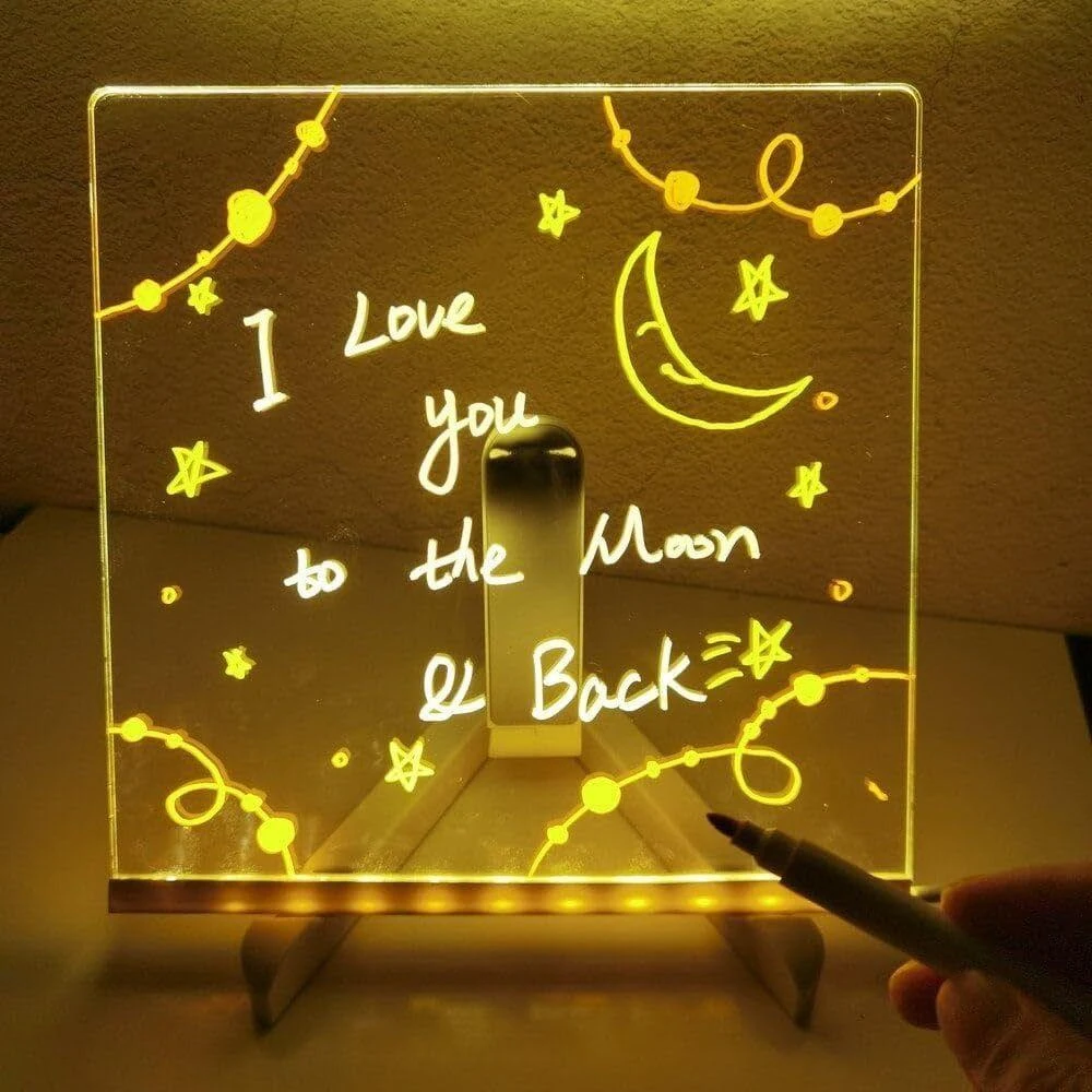 DIY LED Lamp Acrylic Message Note Board Lamp Erasable USB Kids‘ Drawing Board Bedroom Night Light Children's Birthday Gift