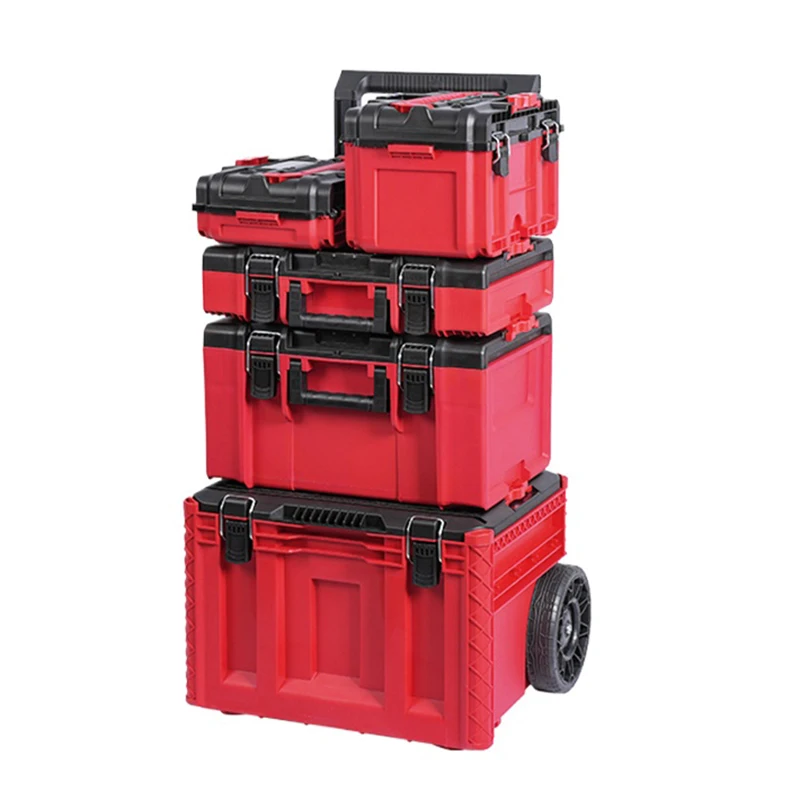 5Pcs Toolbox Set Stackable Complete Kit Toolbox with Wheeled Portable Waterproof Lockable Toolboxes Large Tool Storage Box