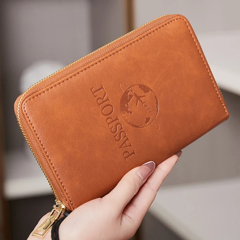 

Fashionable and Portable RFID Travel Passport CasePULeather Multi functional Credit Card Passport Bag Neutral Travel Accessories