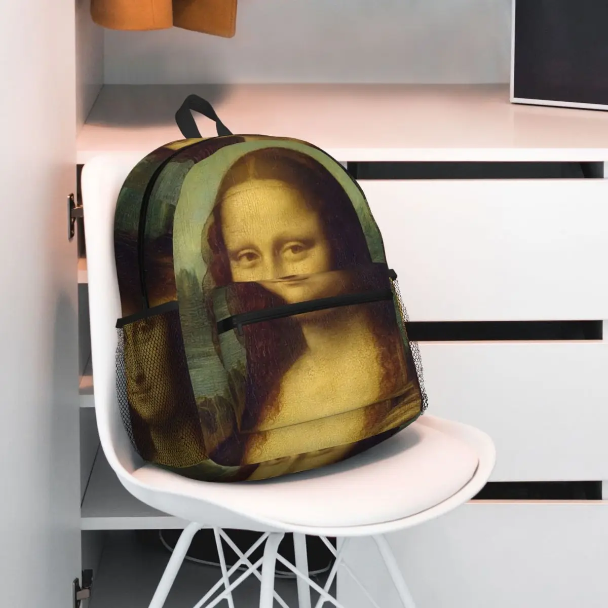 

Mona Lisa Da Vinci Art Oil Painting Backpack Student BookBag Children School Bag Computer Shoulder Bags for Men Women