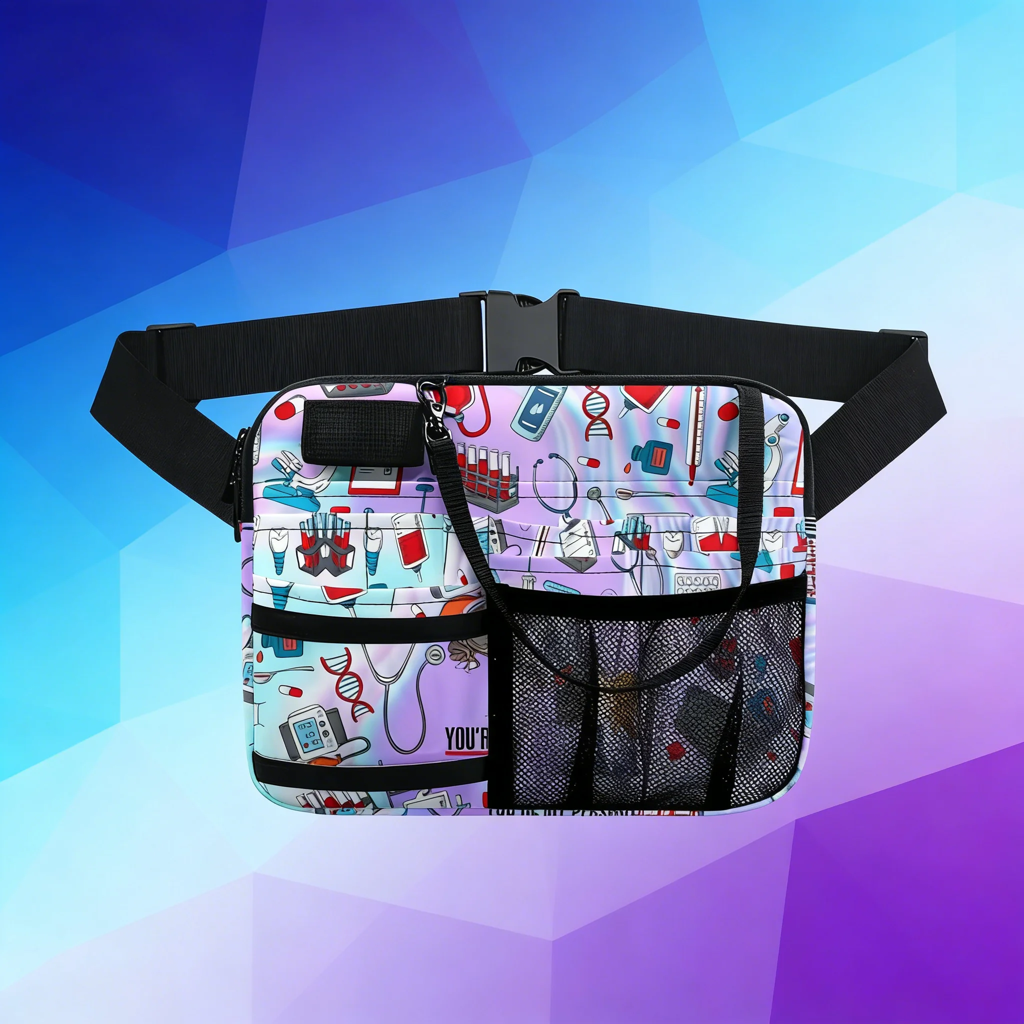 

Pastel Rainbow Nurse Fanny Pack Cute Nurse Character Print Medical Belt
