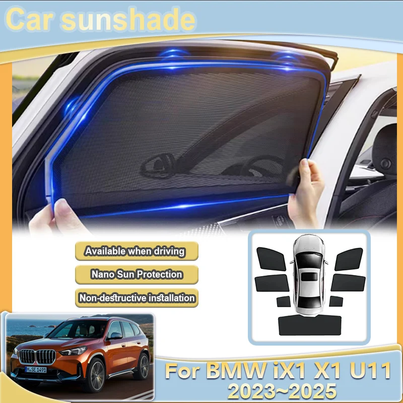 

For BMW iX1 Accessories X1 U11 2023 2024 2025 2026 Car Mesh Sun Shade Sunscreen Window Curtain UV Protection Vehicle Accessories
