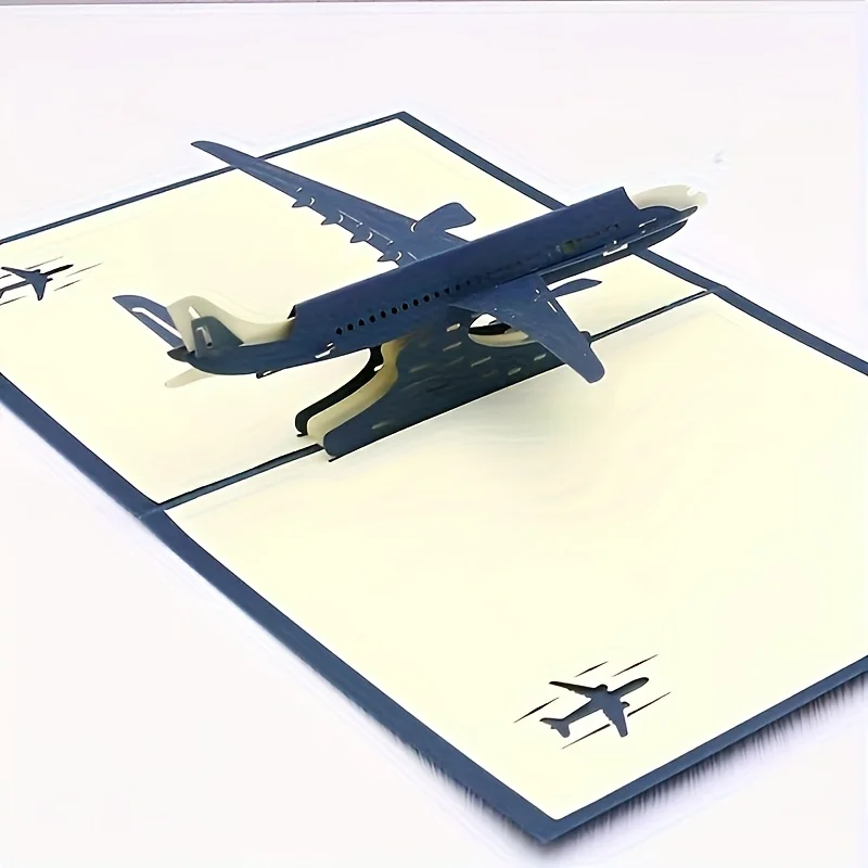 1 Stück Überraschungs-3D-Pop-Up-Flugzeug-Grußkarte Kreatives Geburtstags- und Abschlussgeschenk für Reise- und Luftfahrt-Enthusiasten Abenteuerliebhaber – Detail 1