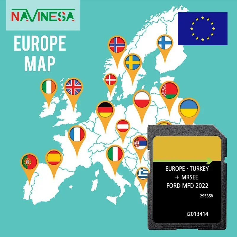 

MFD 2022 for Ford Transit and Transit Custom and Transit Connect Navigation System Navi GPS Card Cover Europe Map UK UA