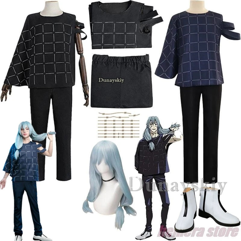 Role Mahito Cosplay Costumes Anime Wig Top Pants Suit Halloween Costume For Men Carnival Party Role Play Wigs Props