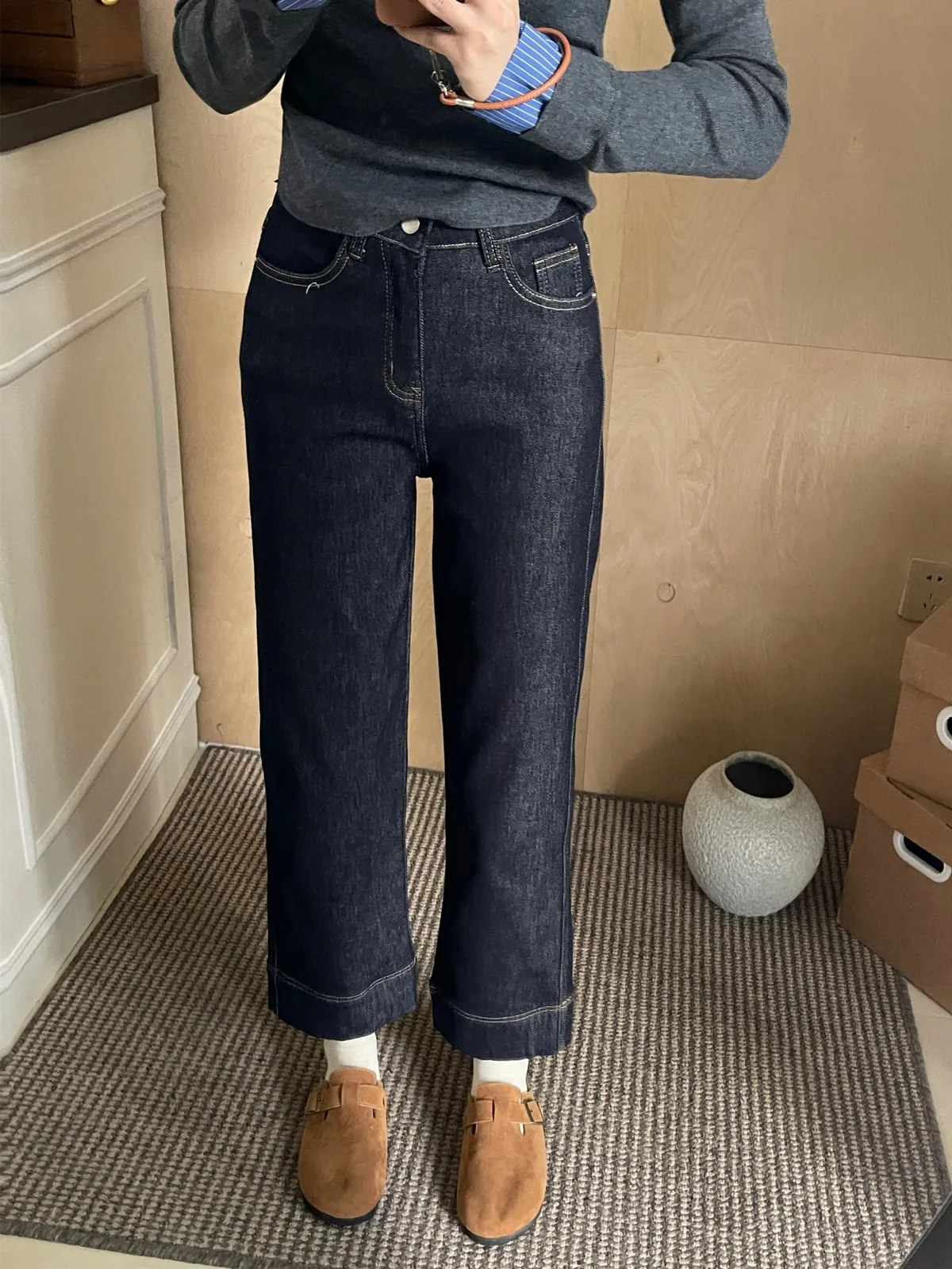 ZHISILAO Jeans spessi e caldi alla caviglia Donna Pantaloni in denim di cotone con pelliccia vintage Streetwear Autunno Inverno 2024