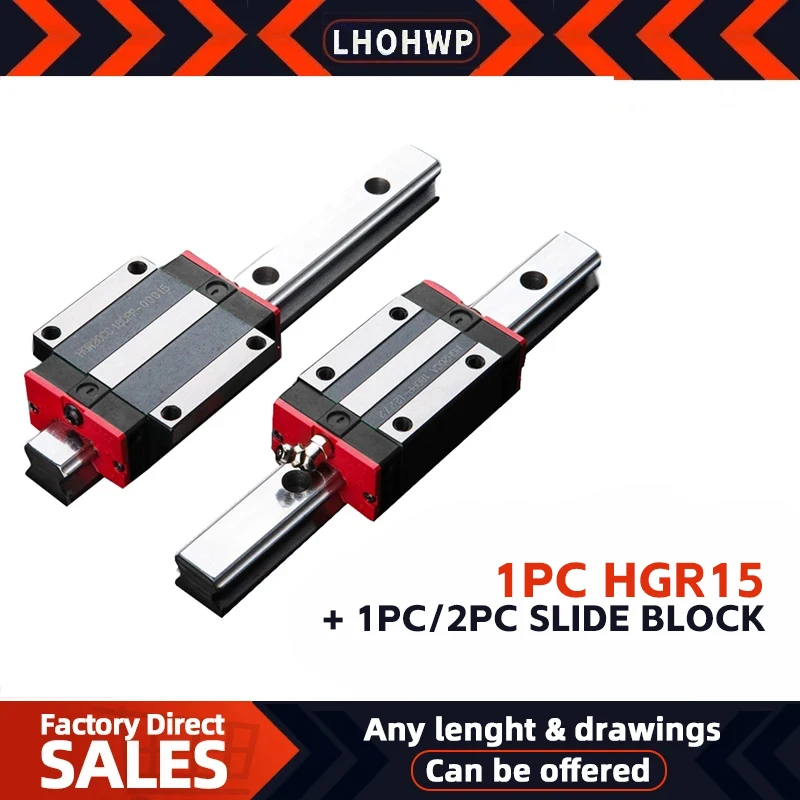 

1PC Linear Rail Guide HGR15 +1PC /2PCS HGH15CA/HGW15CC Linear Narrow/Flange Carriges Sliding Block Cnc Parts