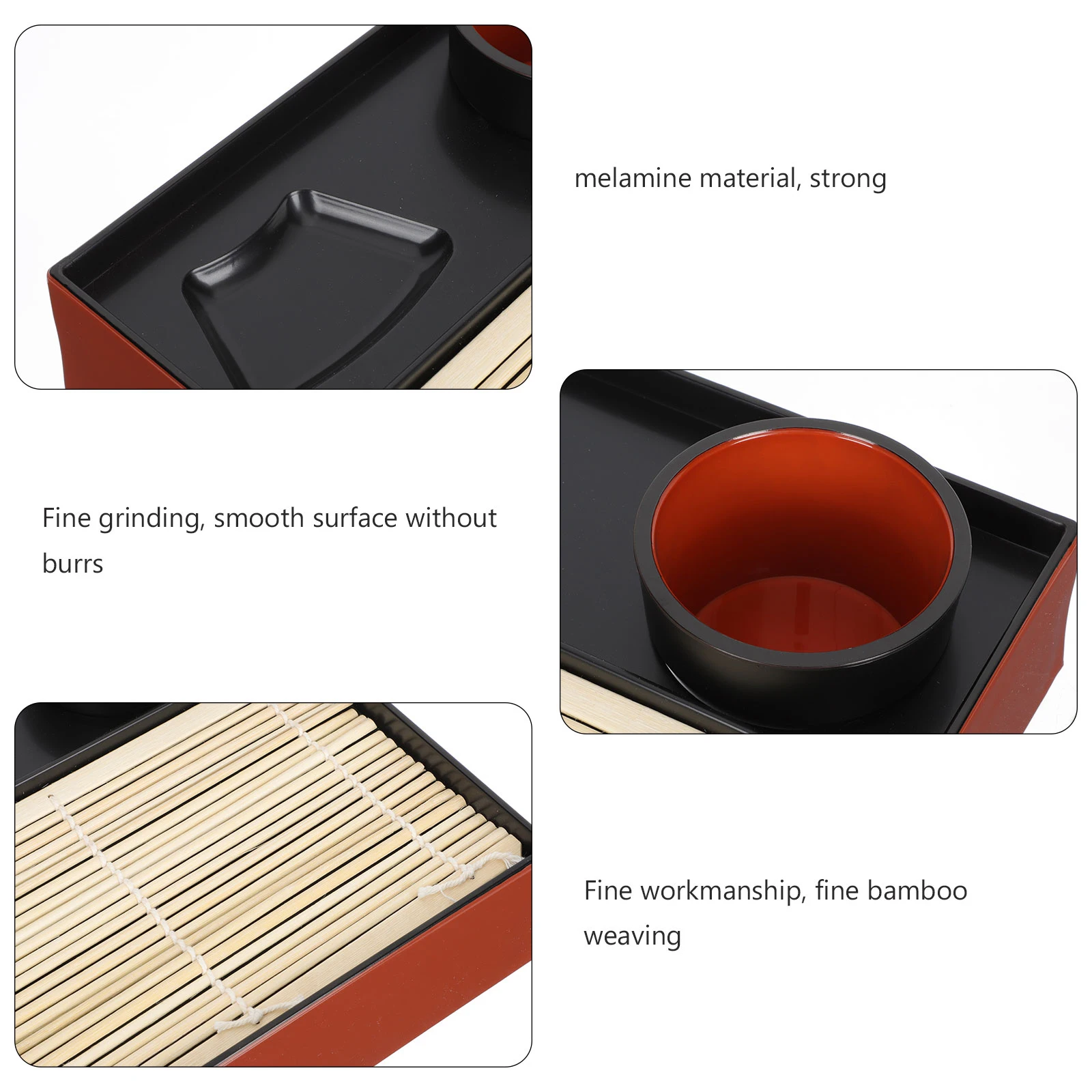 

Japanese Style Bamboo Melamine Food Plate 1PC Udon Cold Noodle Dish Compact Reusable Serving Tray for