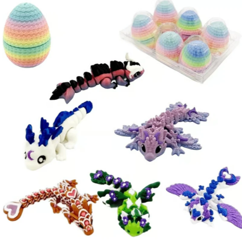 

3D Easter Little Mystery Dragon egg set，Dragon Egg Set Easter Toy Gift 3D，Desktop Colourful Dragon Egg Ornament