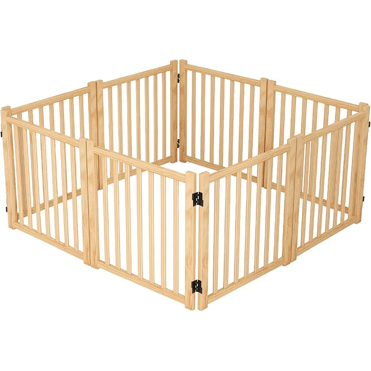 

Solid Wood Safe Modern Indoor Folding Fence Cage for Small/Medium Dogs & Cats Dog Gate