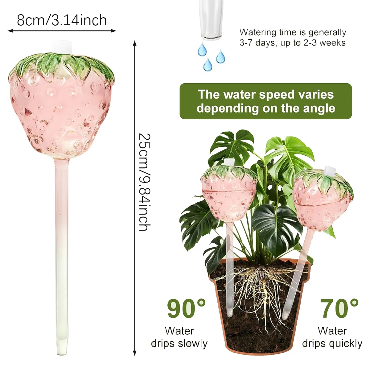 Automatic Plant Watering Bulbs Strawberry Shape Glasses Self Water Feeder Dripper Irrigation Device Drip System Gardening Tools