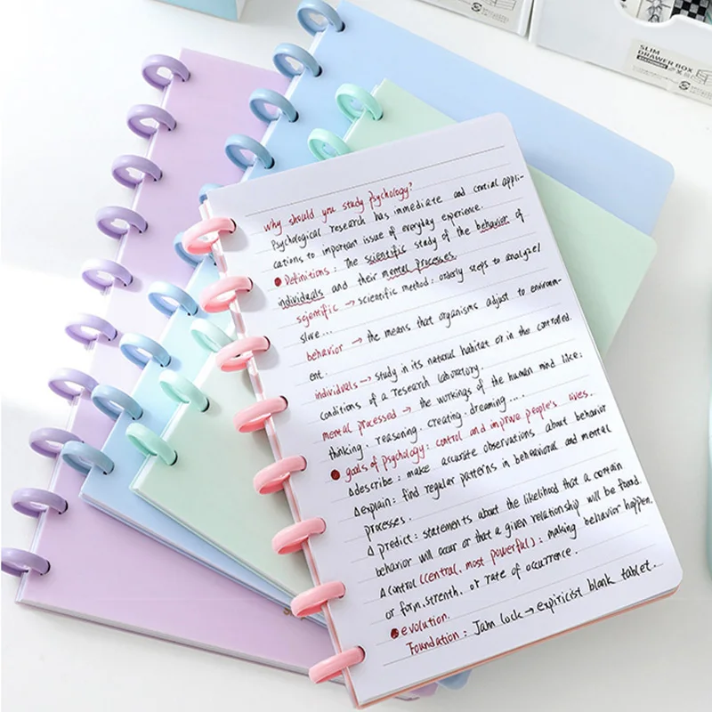 Portable Mushroom Button 80sheets Binder A5 Sheet Ringed Notebooks Macaron Colors A5 Detachable Notebook for Work School BJB03