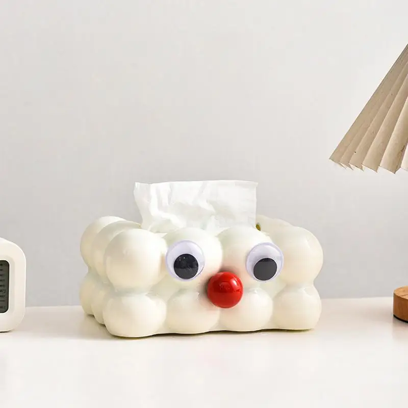 Tissue Cover Big Eyes Cloud Tissue Box For Bathroom Creative Cream Tissue Box Desktop Napkin Dispenser For Car Bathroom Living