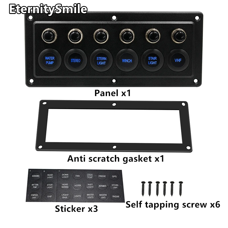Auto Marine Boat Single Point Universal 6 Gang Led Touch Switch Panel Control System con circuito Breaker12-24V