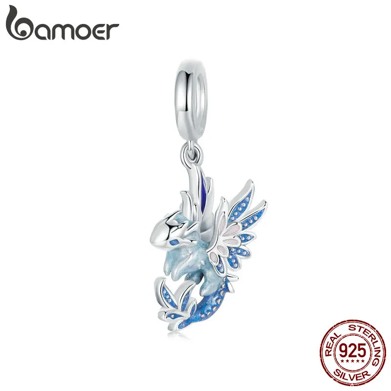 BAMOER Flying Dragon Charm Beads for Women Jewelry Making 925 Sterling Silver Charm for Original Bracelet Accessories SCC2750