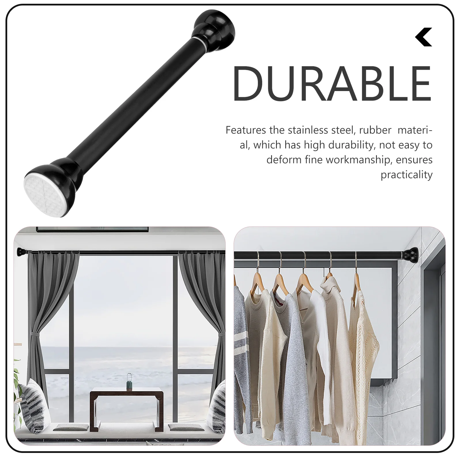 Perforated Shower Curtain Rod Adjustable 200cm Bath Tube Extendable Rods Without Drilling Stainless Steel Pole