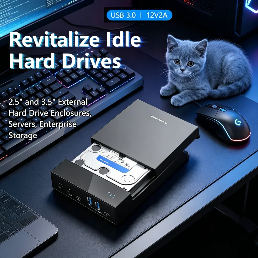 

Aureate 2.5/3.5 HDD/SSD Enclosure with USB3.0 HUB Support 18TB TYPE C TO SATA Adapter Tool Free HDD Case