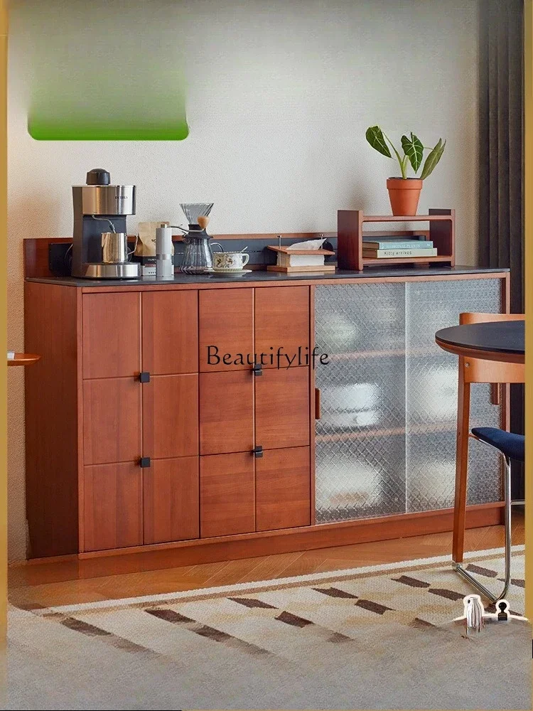 

02 Solid Wood Coffee Sideboard Chinese Retro Tea Water Wall-Mounted Storage Cabinet