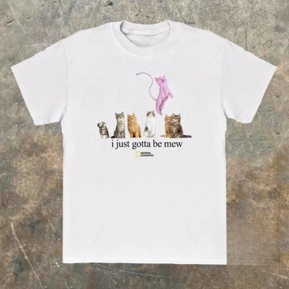 I Just Gotta Be Mew' Cat Graphic Turtle Nature Magazine Polyester T-Shirt Unisex Men's Funny Gifts Sports Breathable Daily