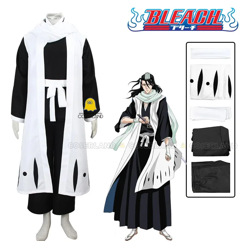 Aa69Anime Bleach Kuchiki Byakuya 코스프레 의상 가발 검은 색 사신 복장 유니폼 천년 혈액 전쟁 분리 남자 W