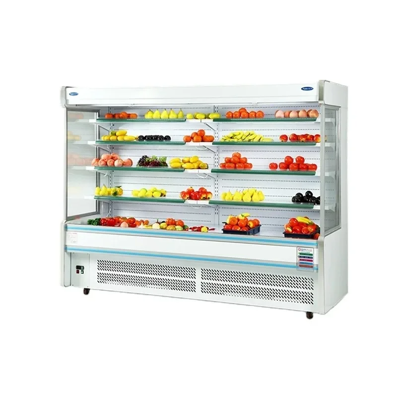 Vegetable Fruit Refrigerator Showcase Supermarket Multi Deck Open Front Chiller Display Cooler