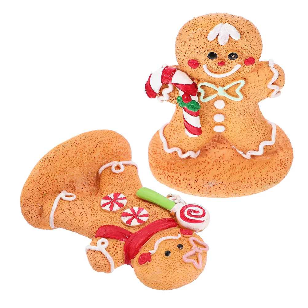 

2Pcs Christmas Gingerbread Man Decoration Resin Xmas Table Centerpiece Miniature Xmas Gingerbread Man Christmas Ornament