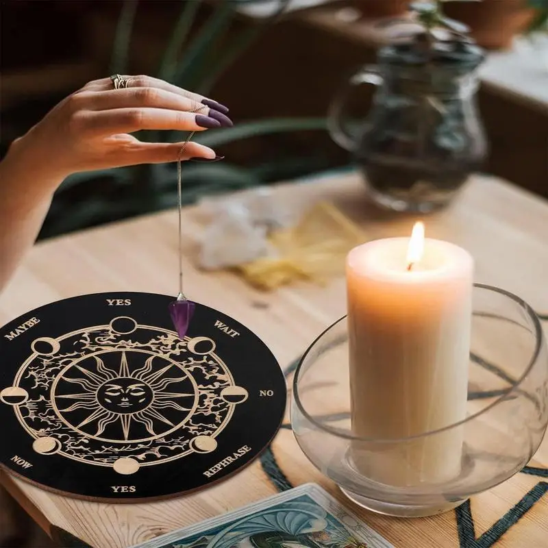 Star Pendulum Board Dowsing Divination Board Meditation Decision Plate Wooden Metaphysical Message Board Witchs Altar Supplies