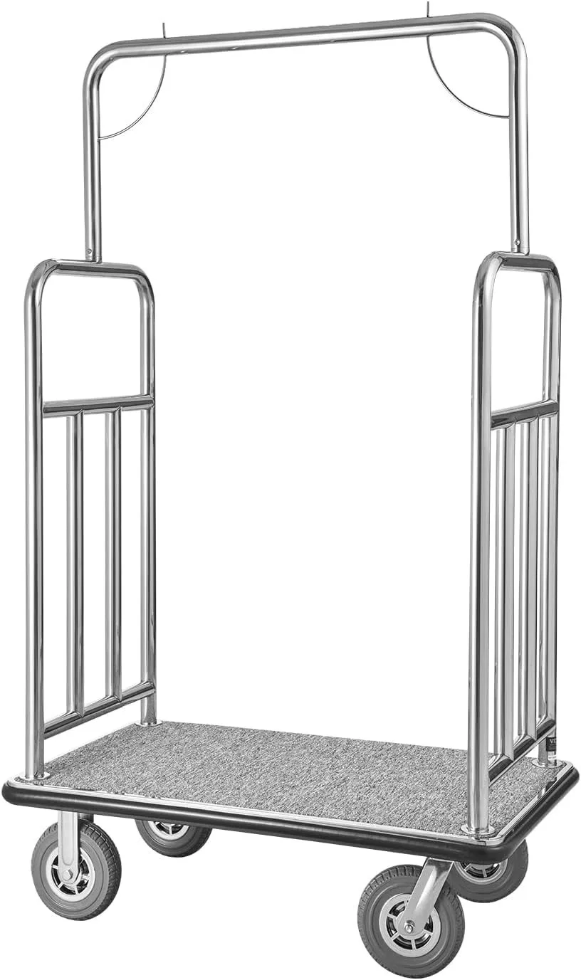 

Hotel Luggage Cart, Brushed Stainless Steel Finish Bellman'S Cart, 1200 LBS Vale