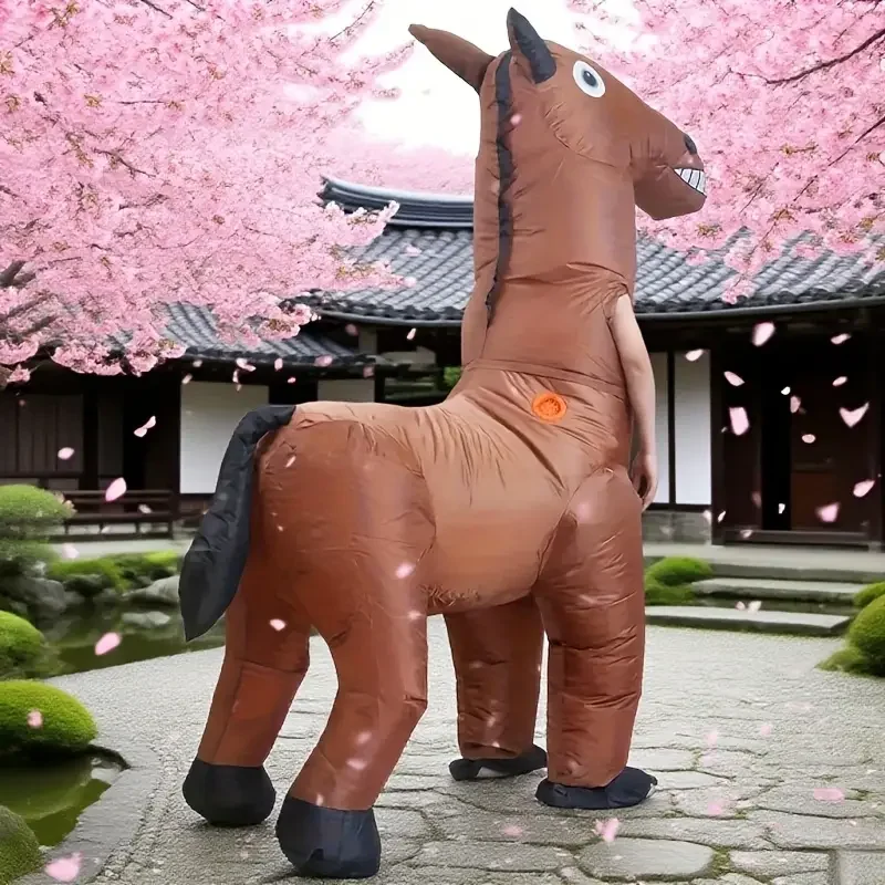 

Надувной костюм лошади для вечеринки или фотографии, веселый праздничный костюм животного, идеальный подарок на Хэллоуин, Рождество или карнавал