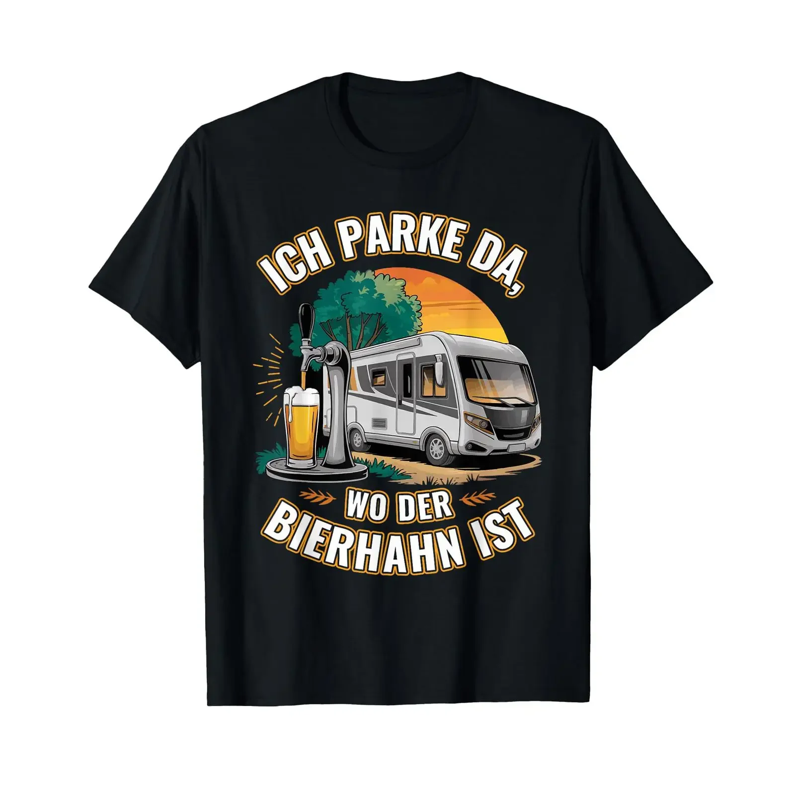 Brewery Motorhome Parking Beer Lovers Camping T Shirt black S vintage Washed Comfortable streetwear Soft Top For Everyday Wear