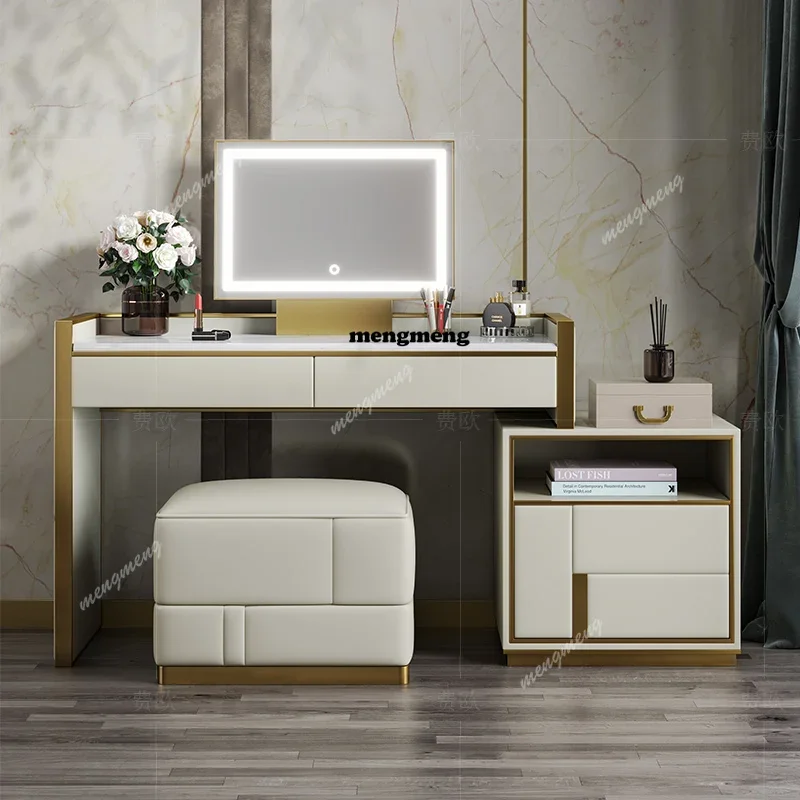 

Лидер продаж, европейский роскошный туалетный столик, белая косметика для макияжа, деревянный туалетный столик, зеркало, настольный стул, дешевый Penteadeira, постмодерн