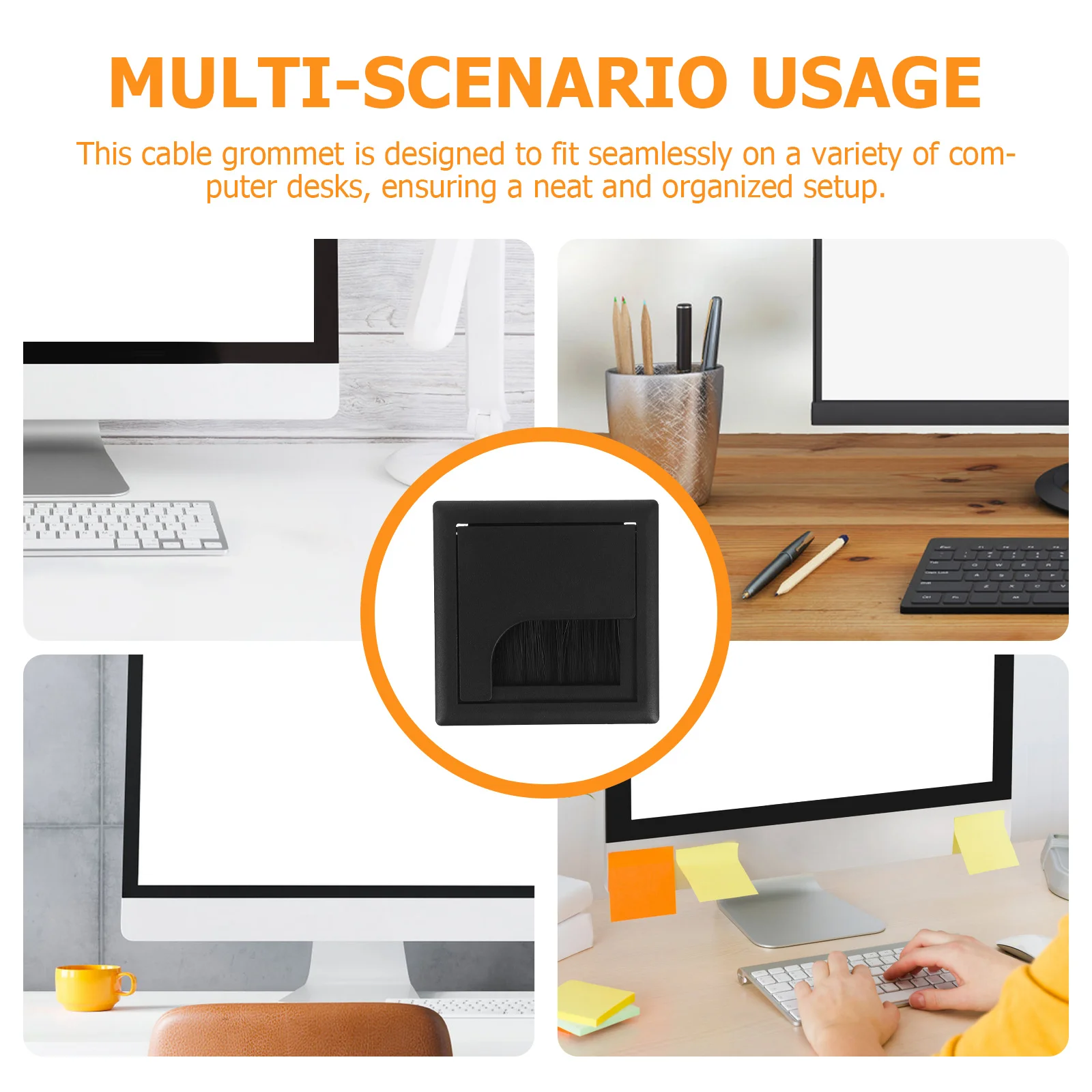 ฝาครอบร้อยสายไฟบนโต๊ะทำงาน 6 ชิ้น ขนาด 80x80 มม. ทำจากพลาสติก ABS สำหรับจัดการสายไฟในสำนักงาน บ้าน โต๊ะคอมพิวเตอร์