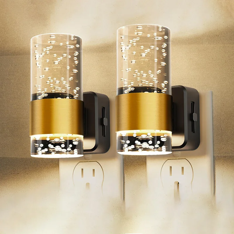 Luces nocturnas de 3000K con enchufe LED de pared con Sensor de luz automático, iluminación ambiental decorativa para escaleras, mesita de noche y dormitorio, 2 uds.